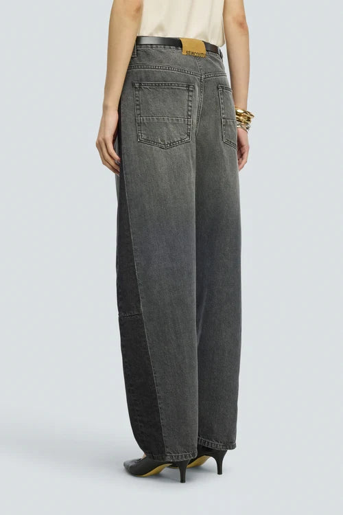 Jeans a uovo bicolore ADELAIDE Semicouture