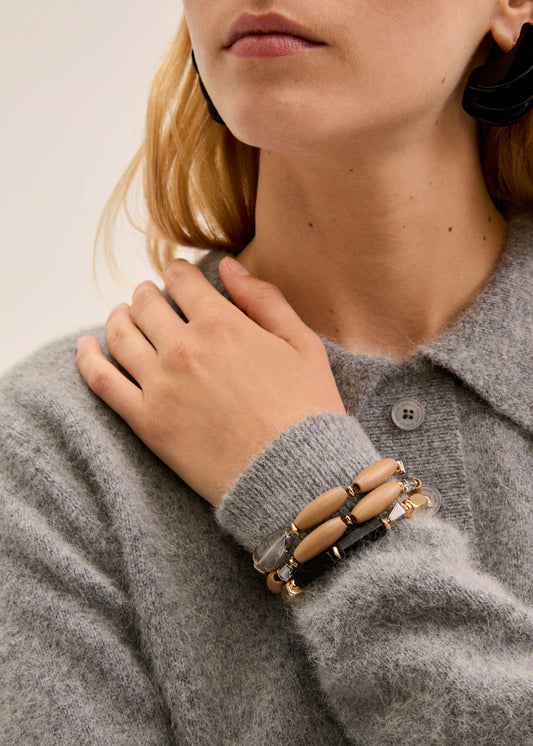 Set di bracciali elastici in legno Nalì