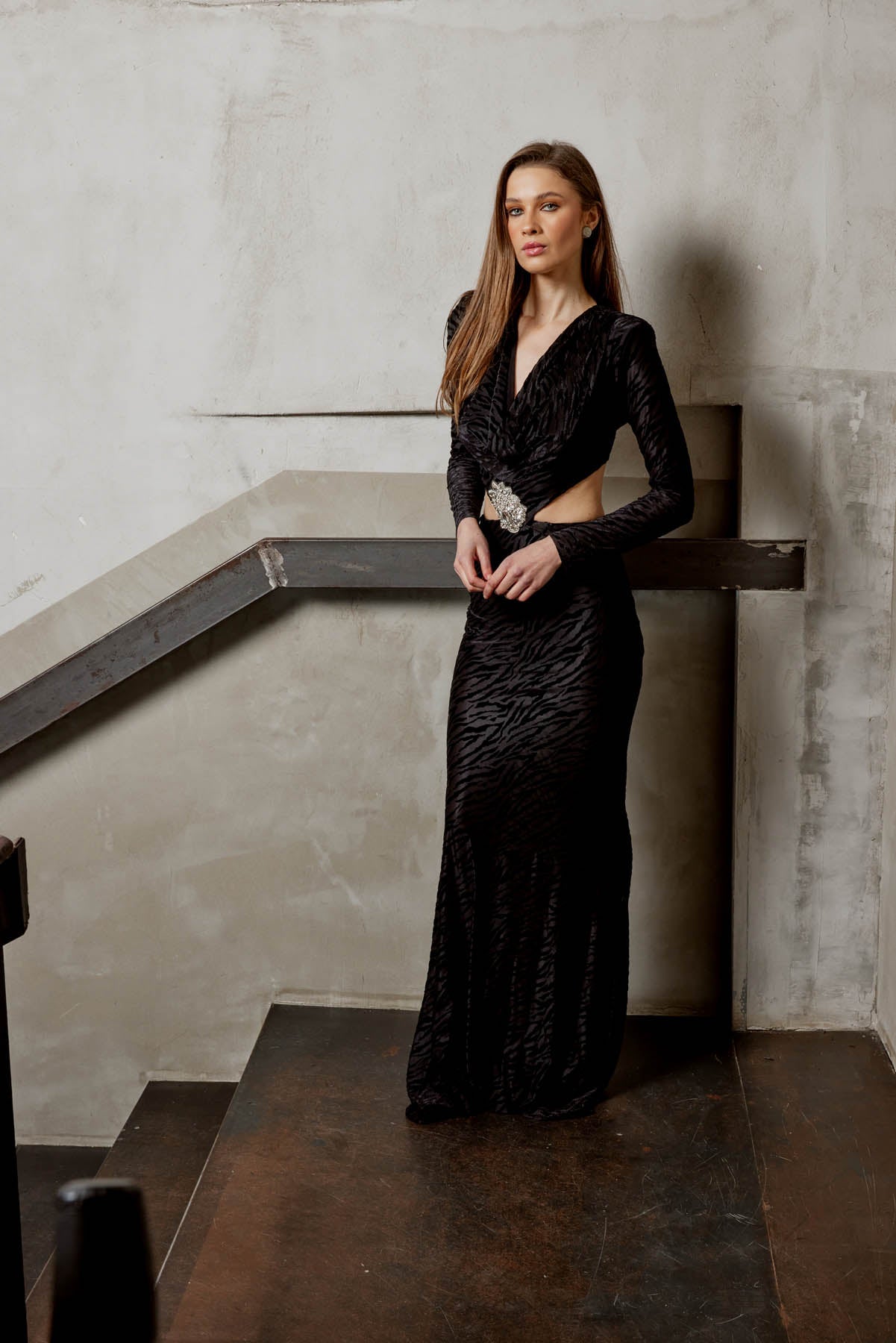 Abito in velluto cut-out Dramée