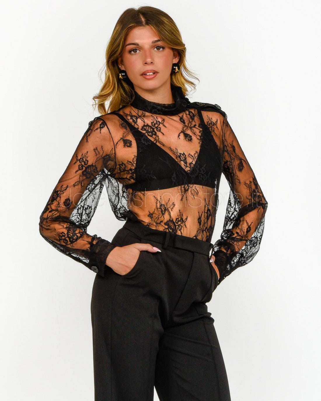 Top dolcevita in pizzo trasparente Patrizia Pepe