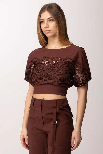Maglia crop in cotone traforato Patrizia Pepe
