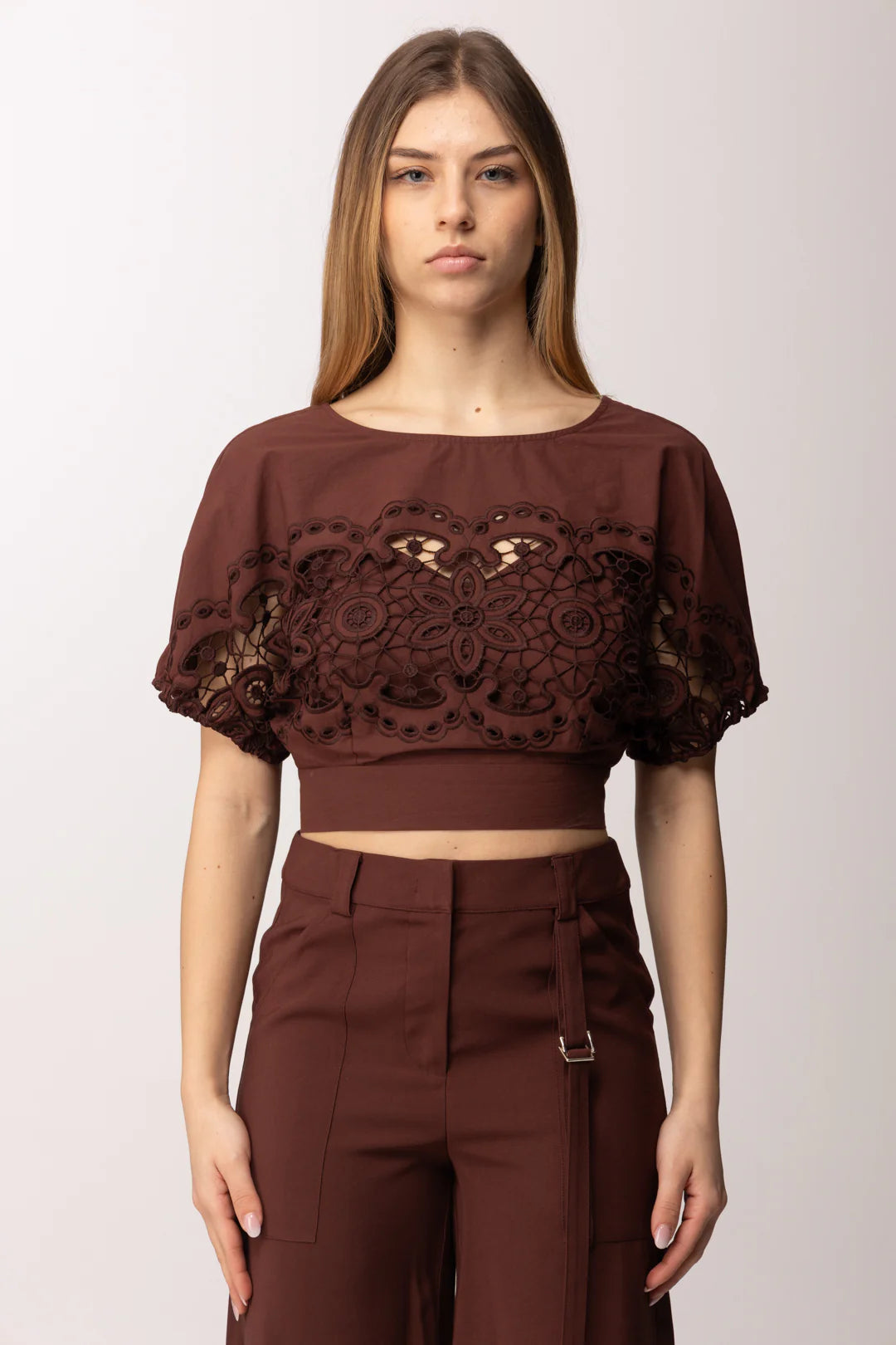 Maglia crop in cotone traforato Patrizia Pepe