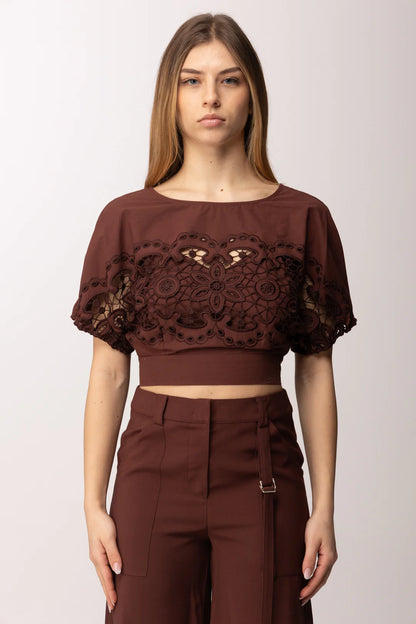 Maglia crop in cotone traforato Patrizia Pepe